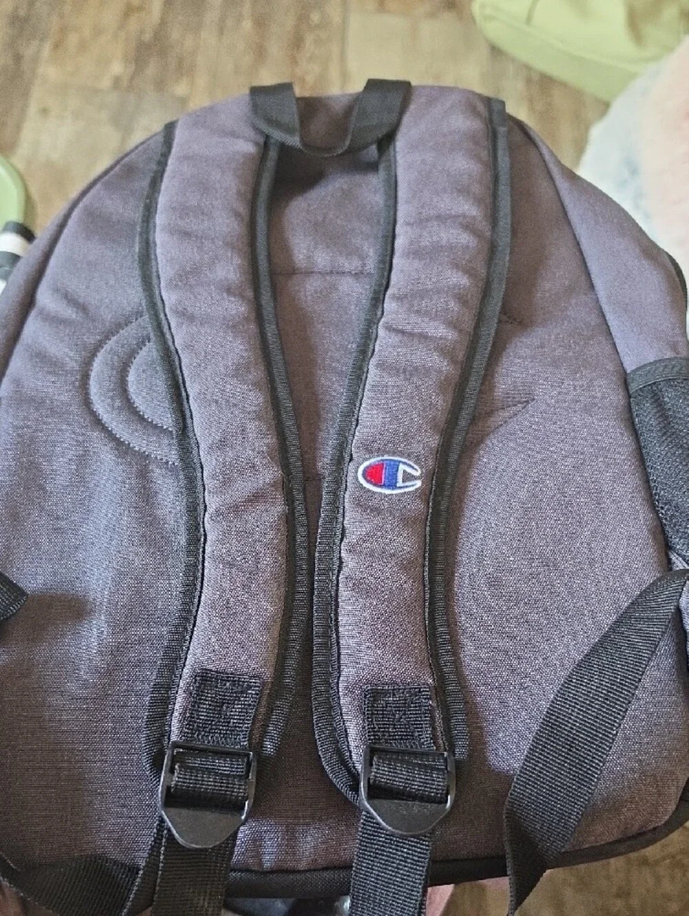Champion Black and Gray Script Logo Backpack